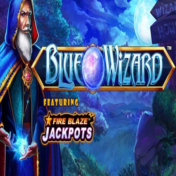 Blue Wizard Fire Blaze Jackpots slot icon by Rarestone Gaming, available at Roman Casino