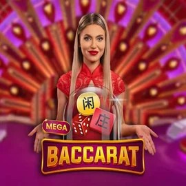 Mega Baccarat online game logo by Pragmatic Play on romancasinos-es.com